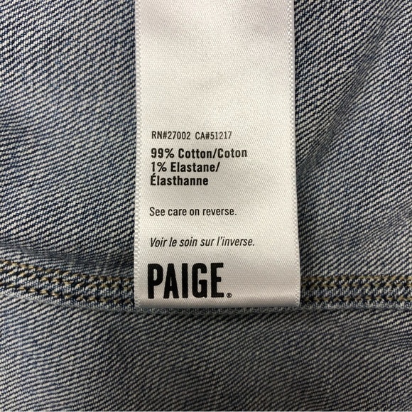 Paige Vermont medium wash denim jean jacket Medium lightly distressed - Picture 5 of 14